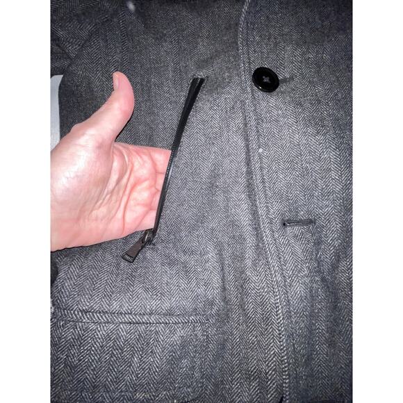 Express Wool Blend Double Breasted Coat with Zip-Out Hoodie - Men's Size S - Picture 5 of 14